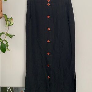 Vintage Black Button-Front Pencil Skirt